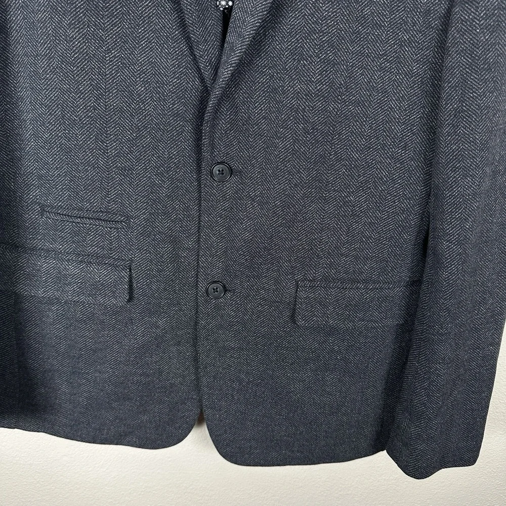7 Diamonds Benjamin Comfort Stretch Blazer Sz Large Blue Herringbone Sport Coat